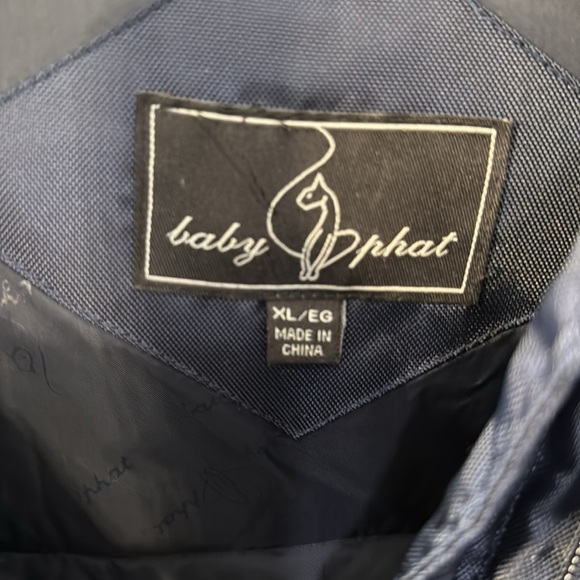 🔵 Vintage Y2K Baby Phat Blue Hooded Bomber Puffer Jacket Size XL - Picture 10 of 13